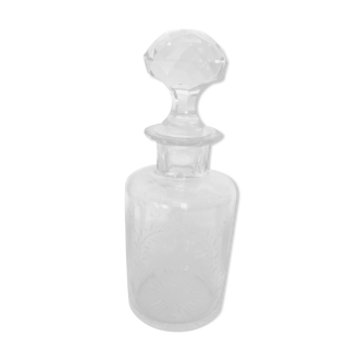 Old engraved crystal bottle