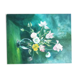 Oil on canvas tulips in vase