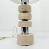 Table lamp in travertine and chrome, Italy, 1970s