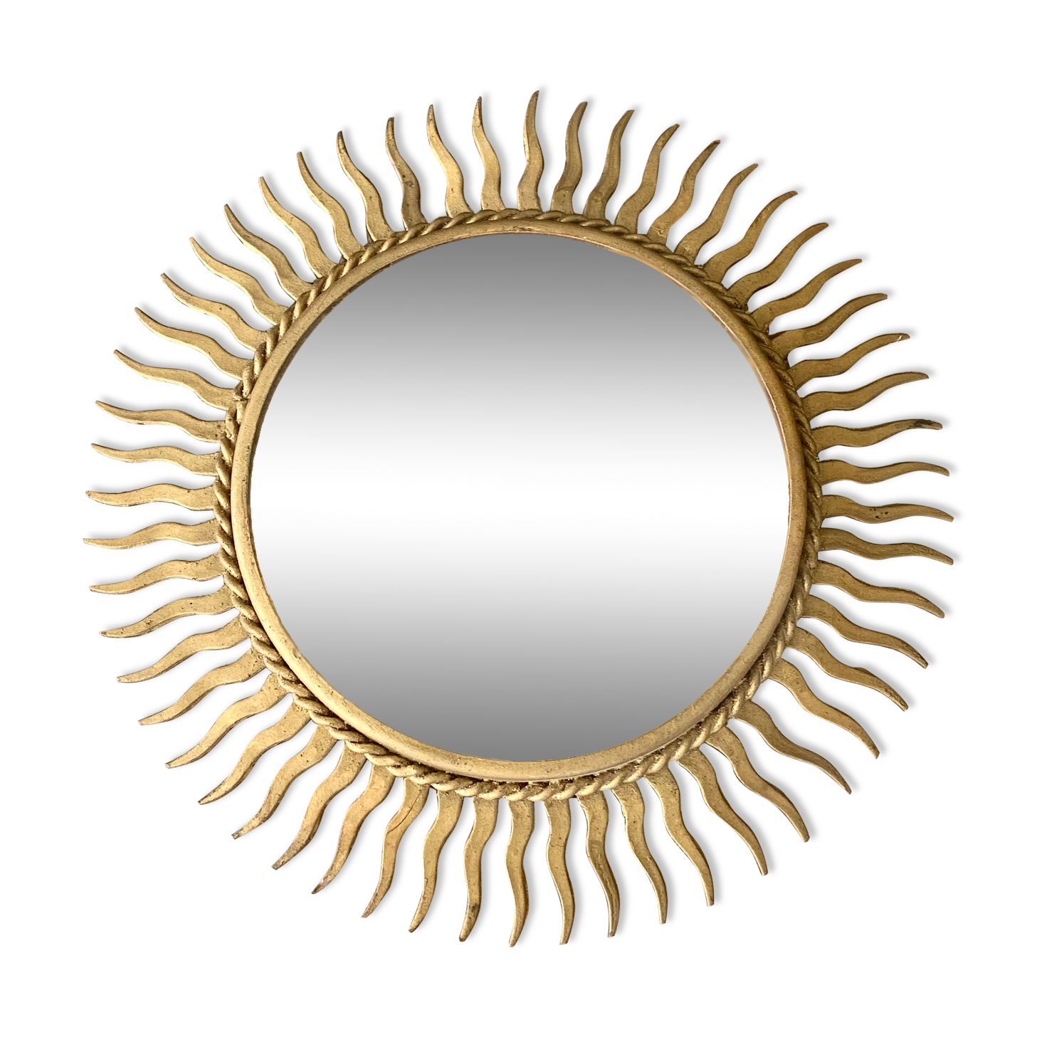 Vintage gold metal sun mirror