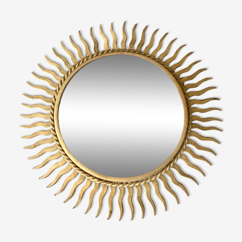 Miroir soleil en métal doré vintage