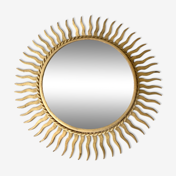 Vintage gold metal sun mirror