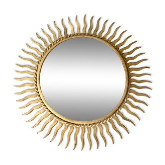 Vintage gold metal sun mirror