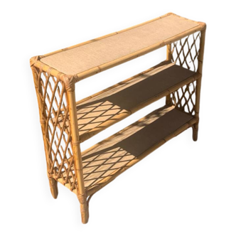 Rattan shelf with crossbars 60's