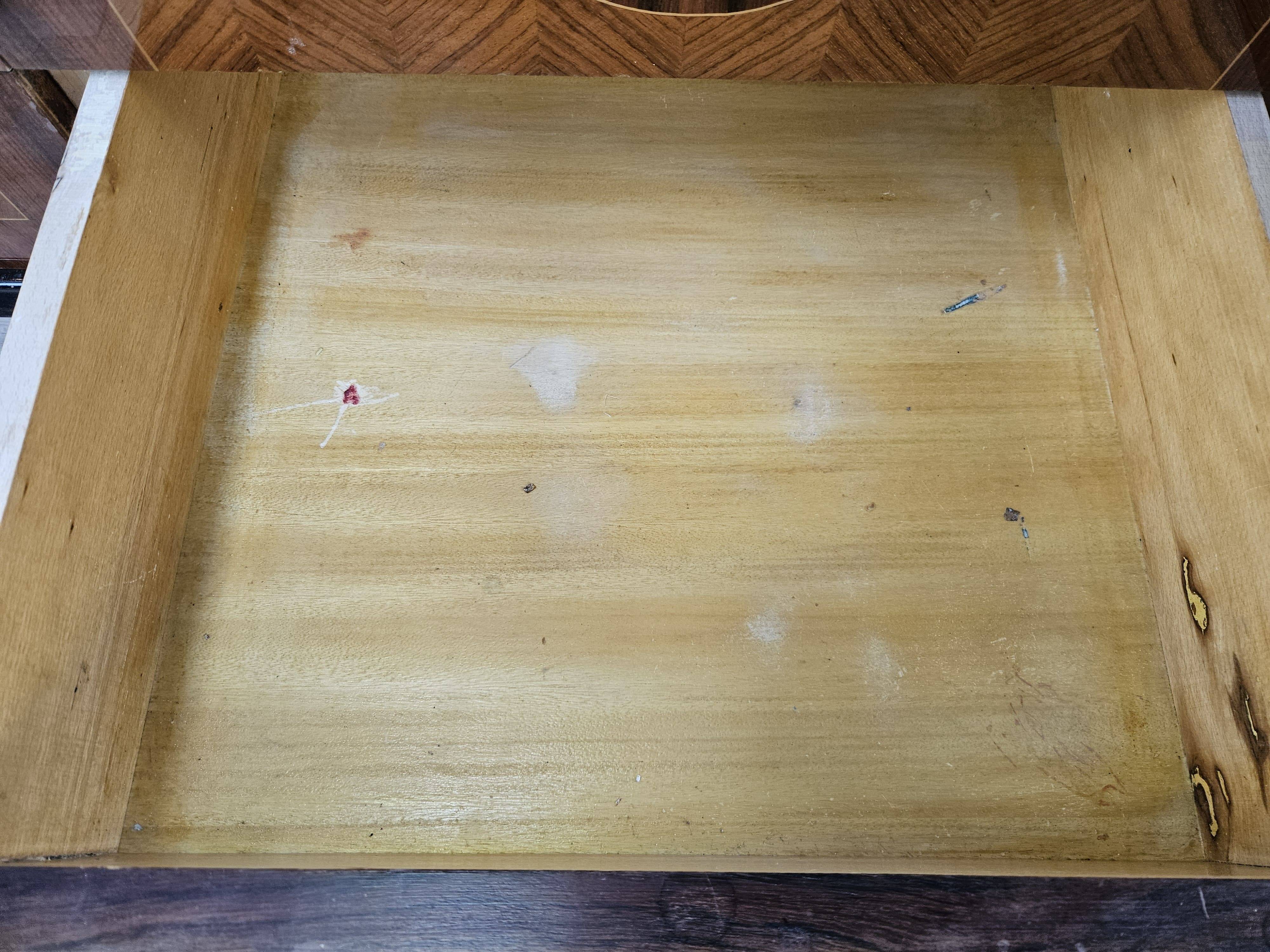 1960s bedroom dresser with six drawers and glass top
