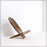 Senoufo African Folding Chair Fish Pattern on the Back Ivory Coast.