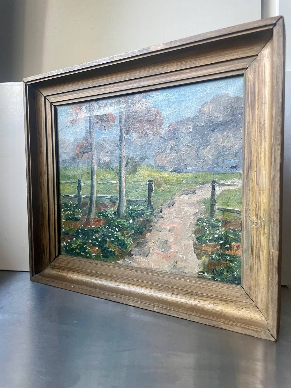 Vintage Landscape oil on canvas With Wooden frame