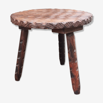 Table basse tripode esprit châlet, vintage tree trunk