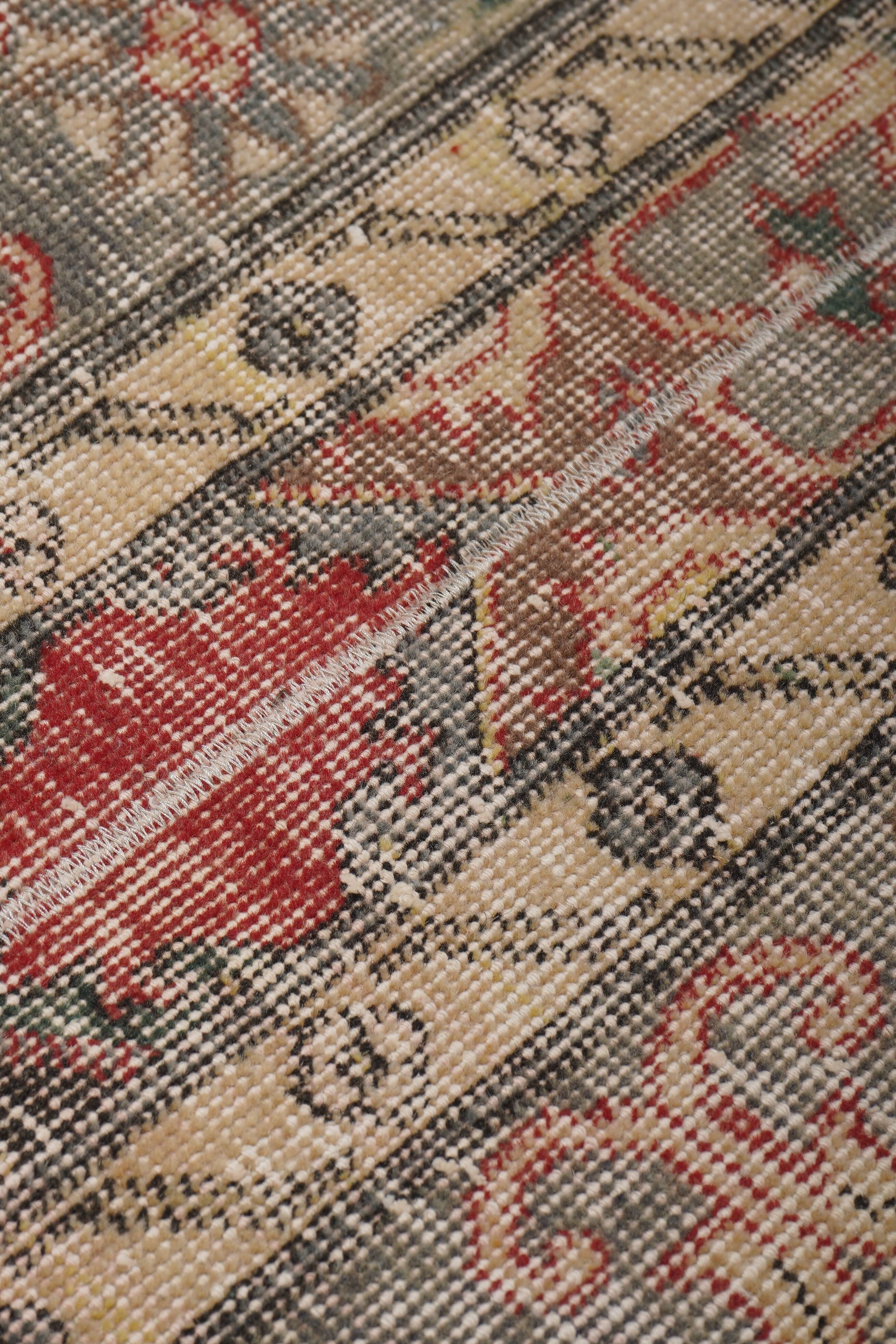 Vintage Turkish Oushak Rug Handwoven 52x712 cm