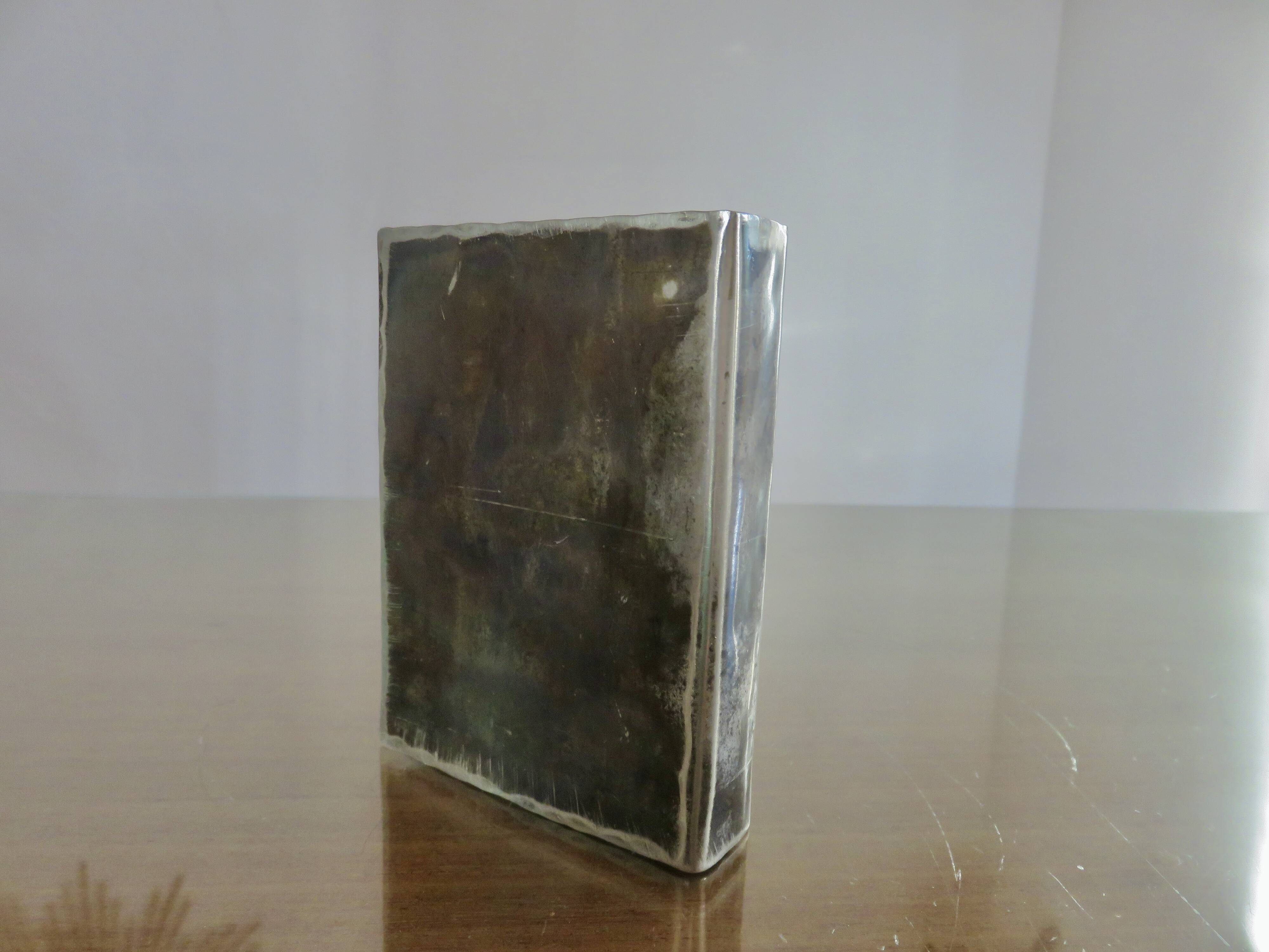 Case for matches in pewter, brass and email signed "latappy" 1970