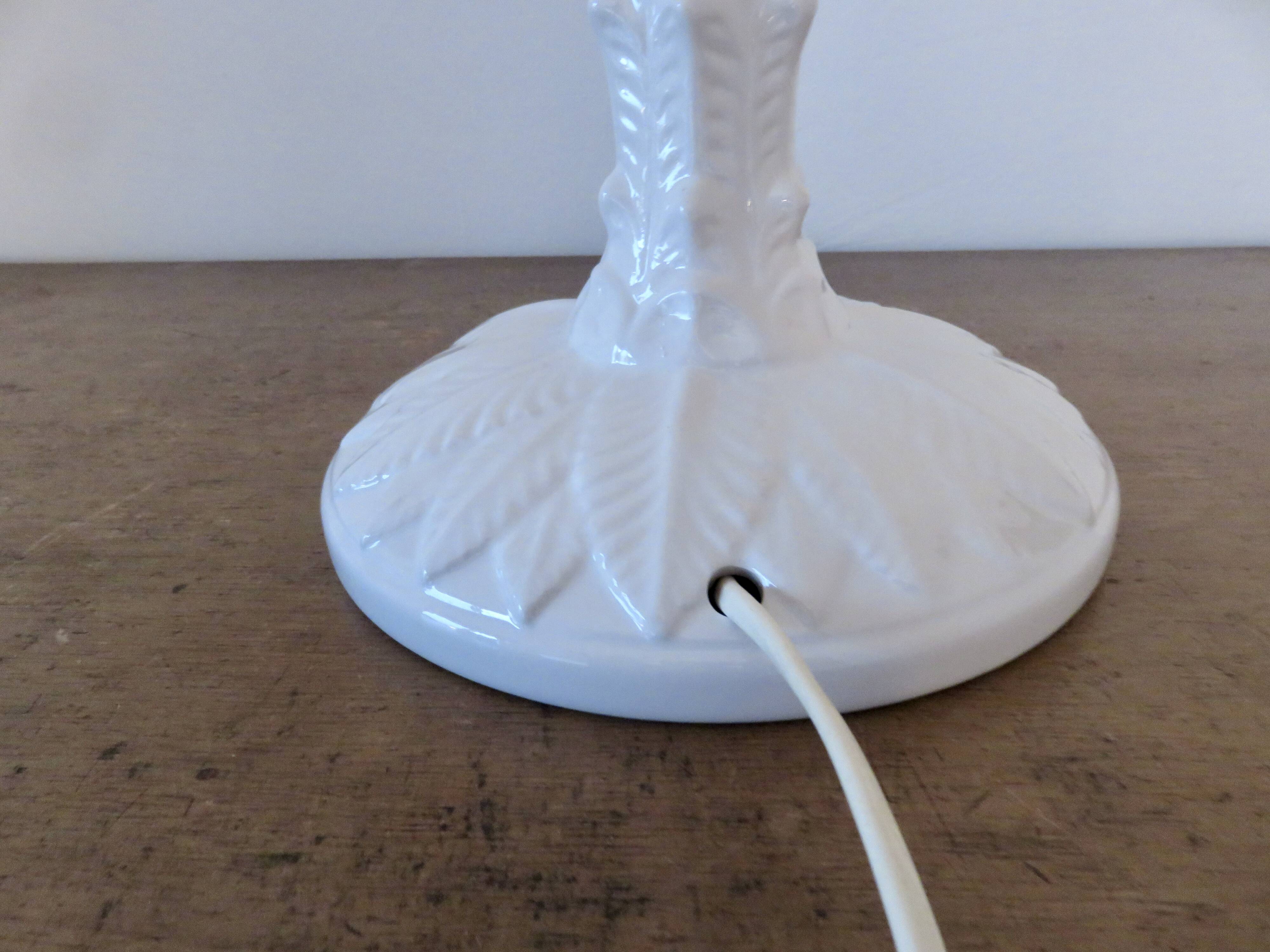 Grande lampe palmier, Italy, en céramique blanche, années 60
