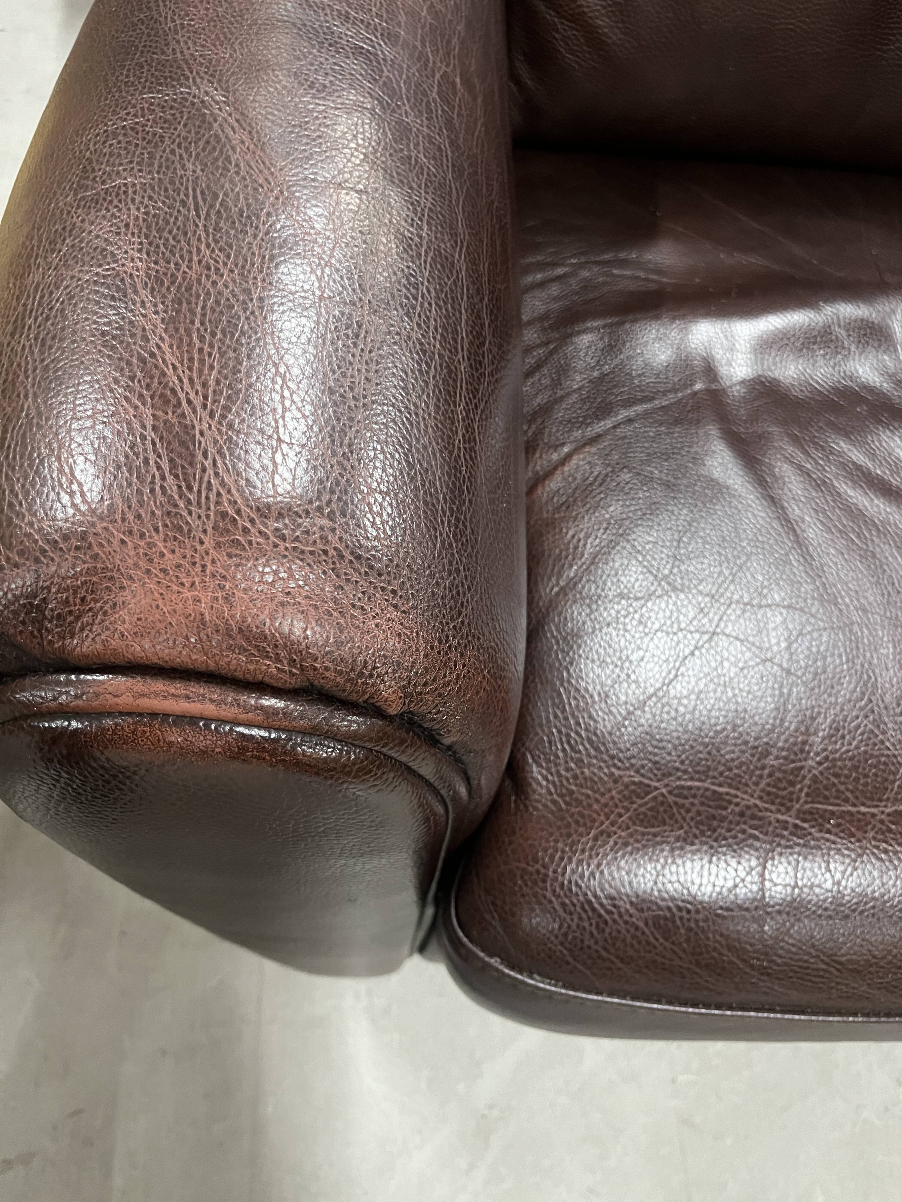 Brown leather club chair