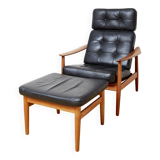 Arne Vodder Lounge Chair & Ottomane FD 164 for France & Søn