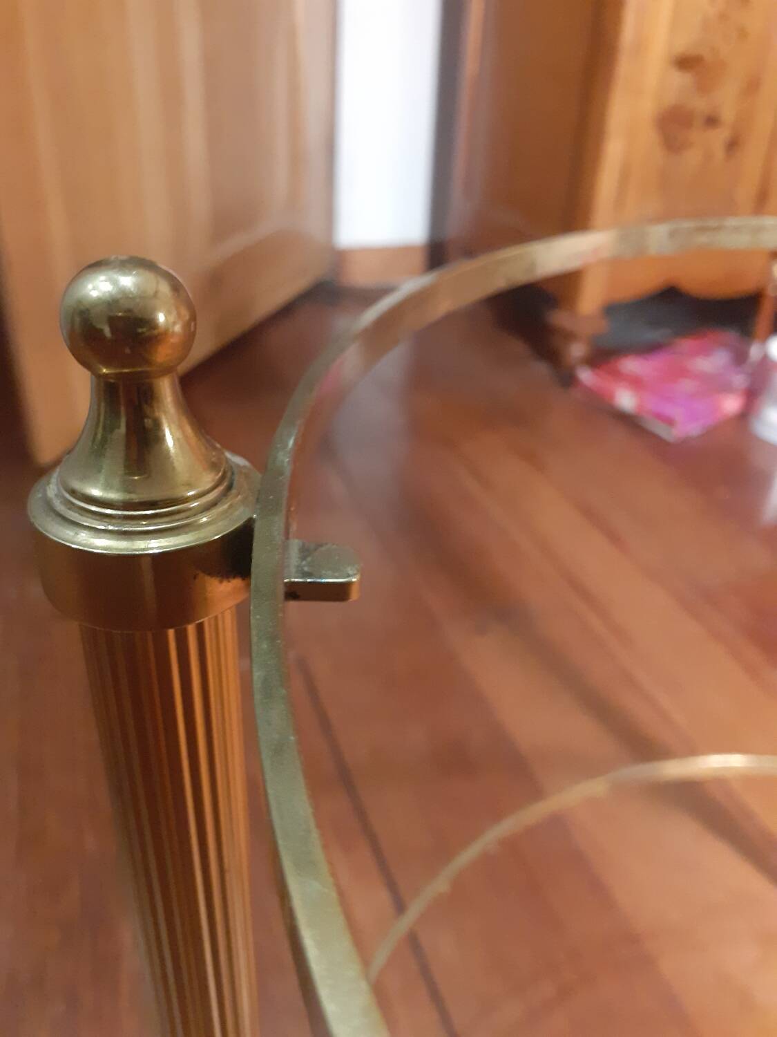 Vintage round brass coffee table, France 1960