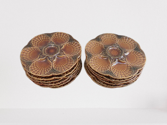Sarreguemines barbotine shellfish plates