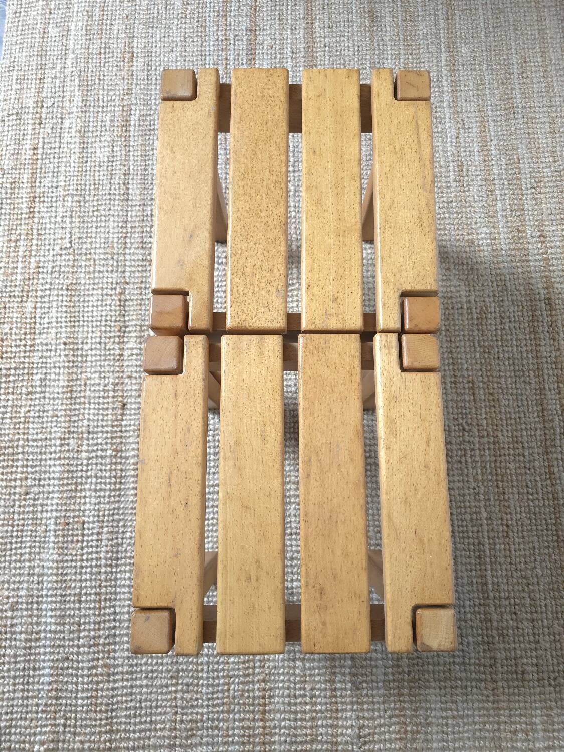 2 solid beech wood stools 1980