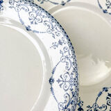 6 flat plates Terre de Fer blue red mismatched