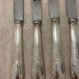 Set of 6 cheese or dessert knives in vintage silver metal