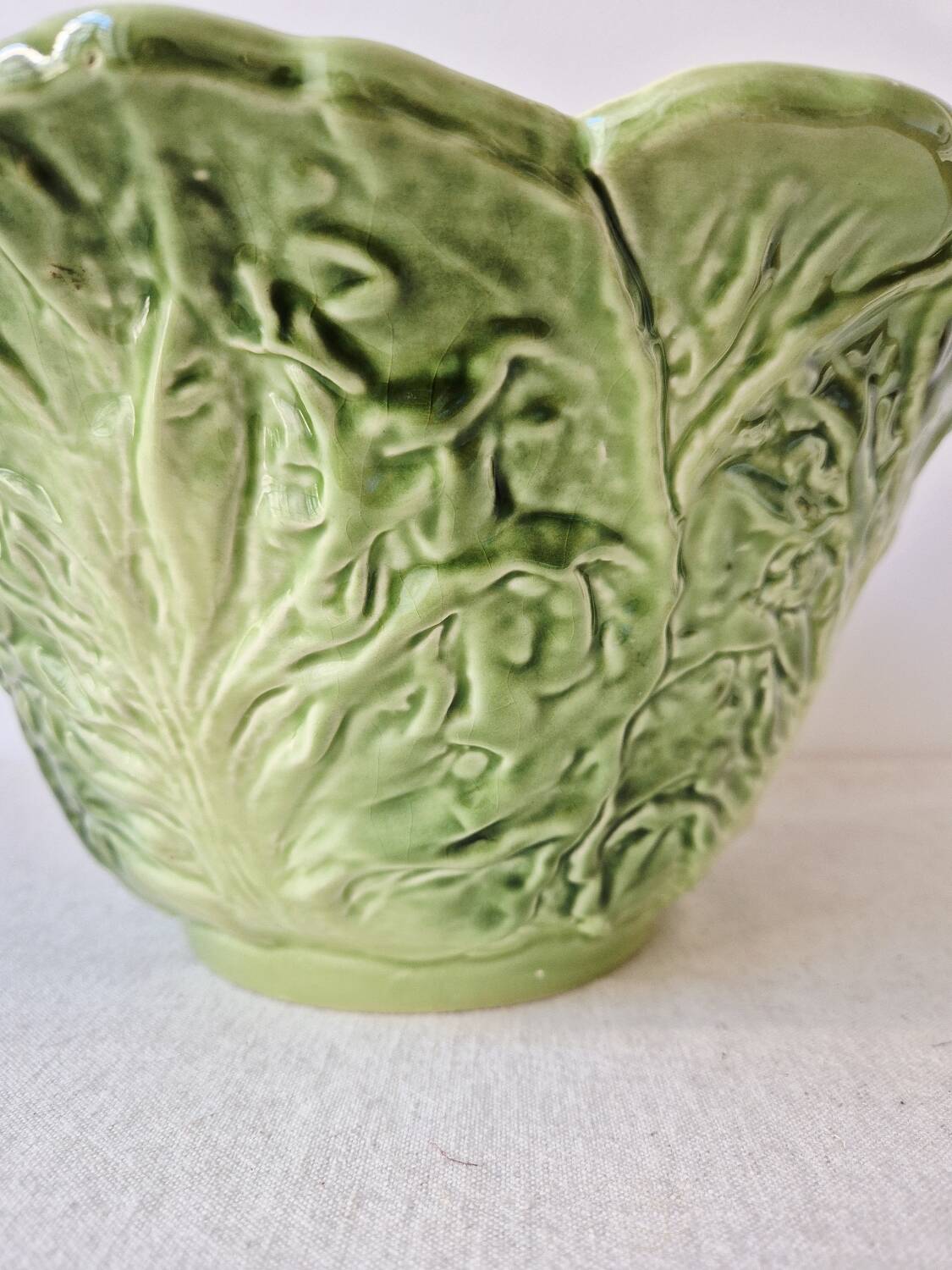 Large salad bowl in earthenware "Cabbage" 1970s - Vintage