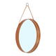 Rare round "#103" wall mirror / teak, leather, brass / by Glas Mäster, Markaryd, Sweden / 1960s / 1970s / Mid-Century Modern Design