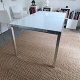 Glass and brass table with MDF extensions