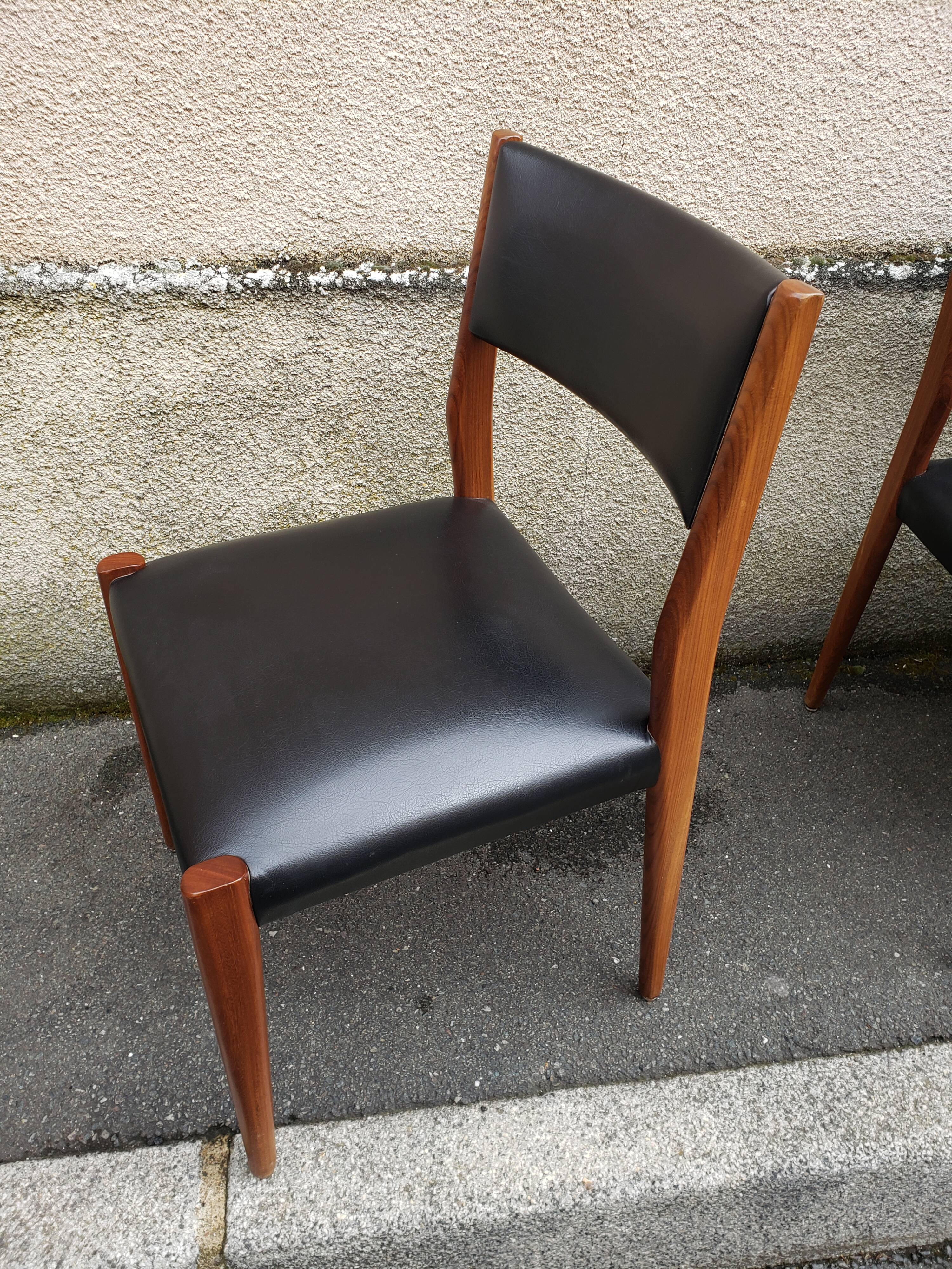 6 scandinavian black and beech chairs