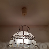 Suspension vintage en nacre et laiton