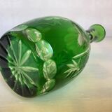 Green cut crystal bottle