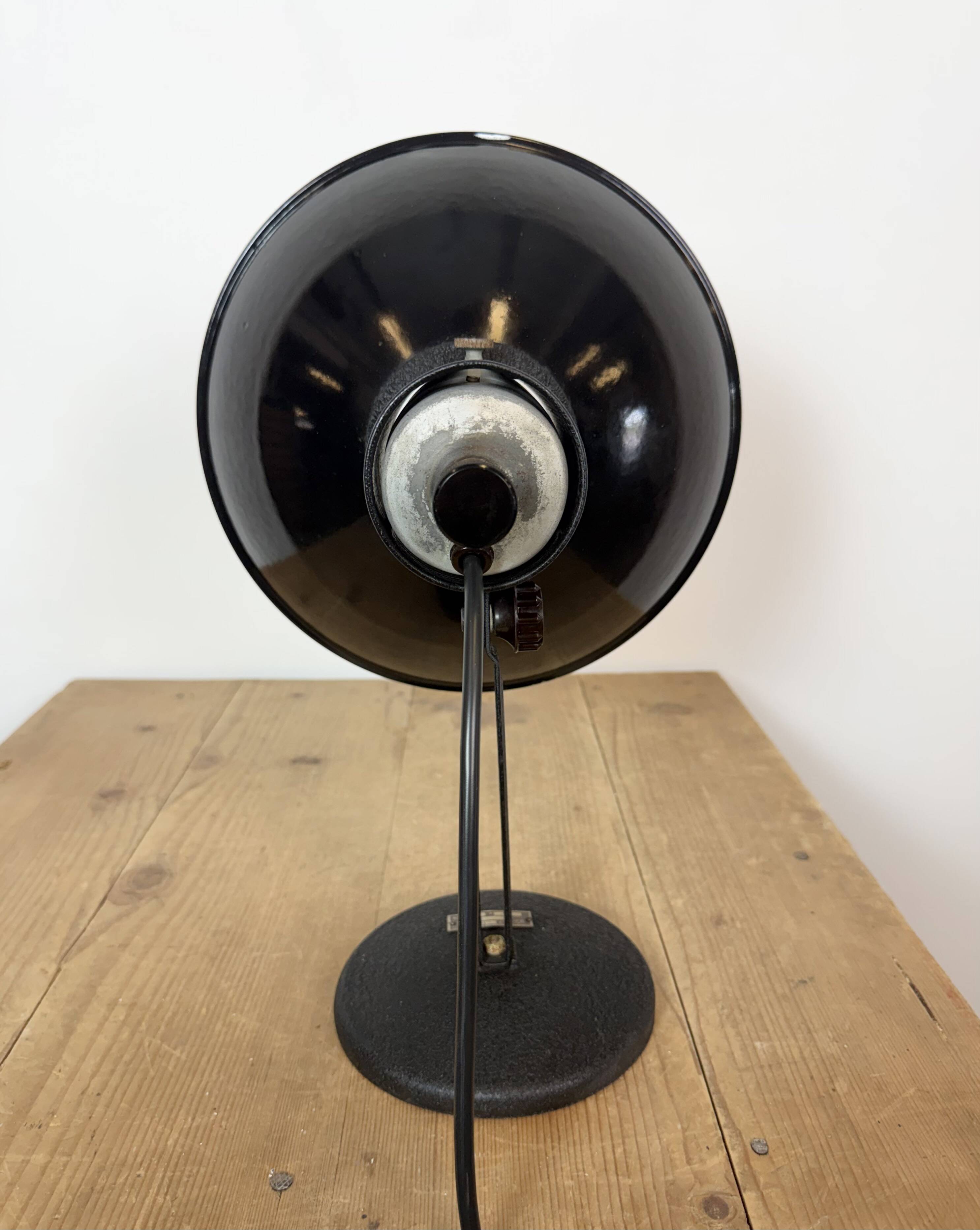 Vintage Industrial Black Enamel Table Lamp from EB, 1950s