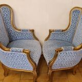 Pair of gilded bergere armchairs