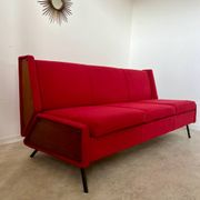 Antique Italian design fabric sofa from the 60s, vintage convertible