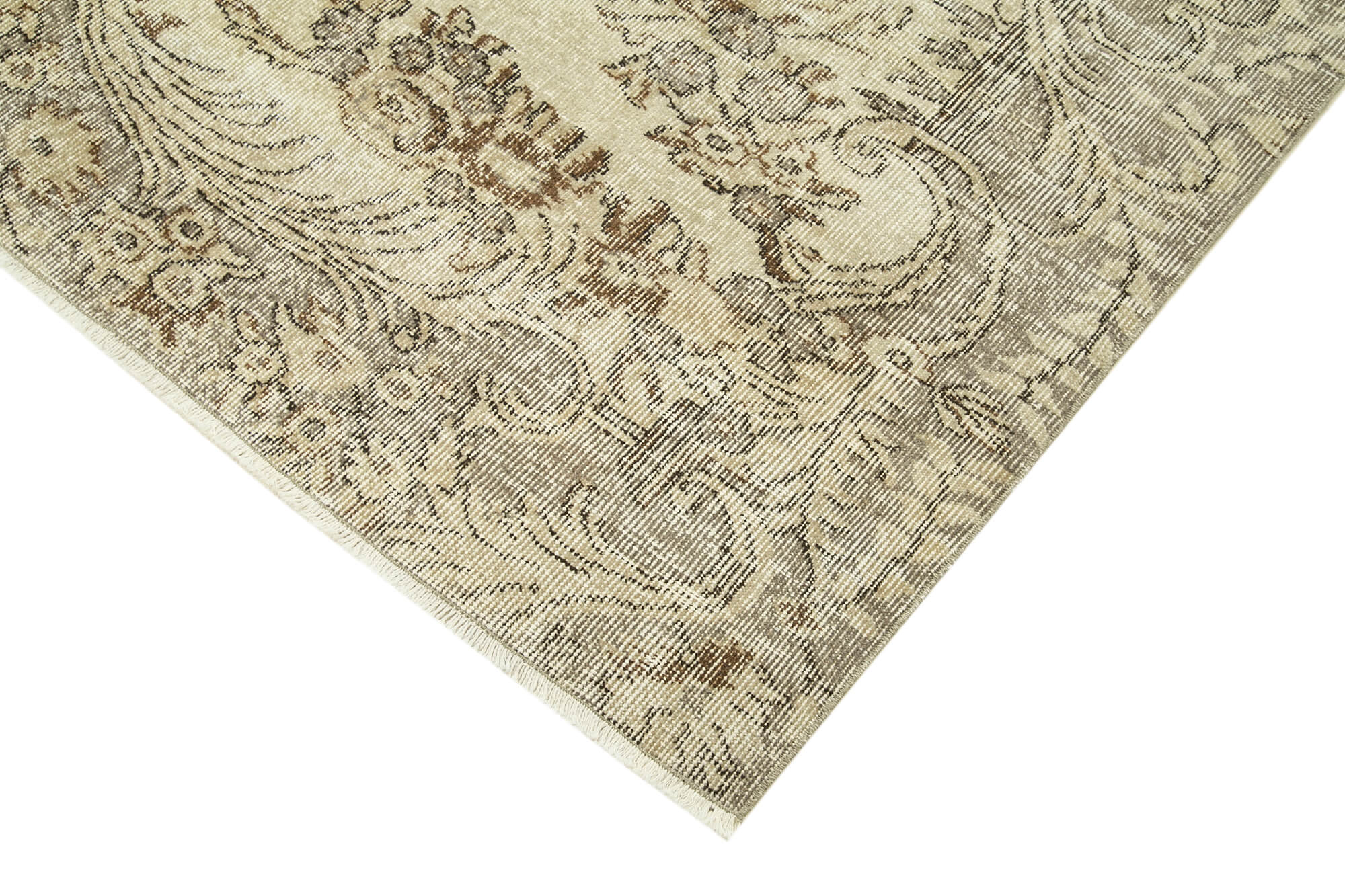 Handwoven antique anatolian beige carpet 192 cm x 274 cm