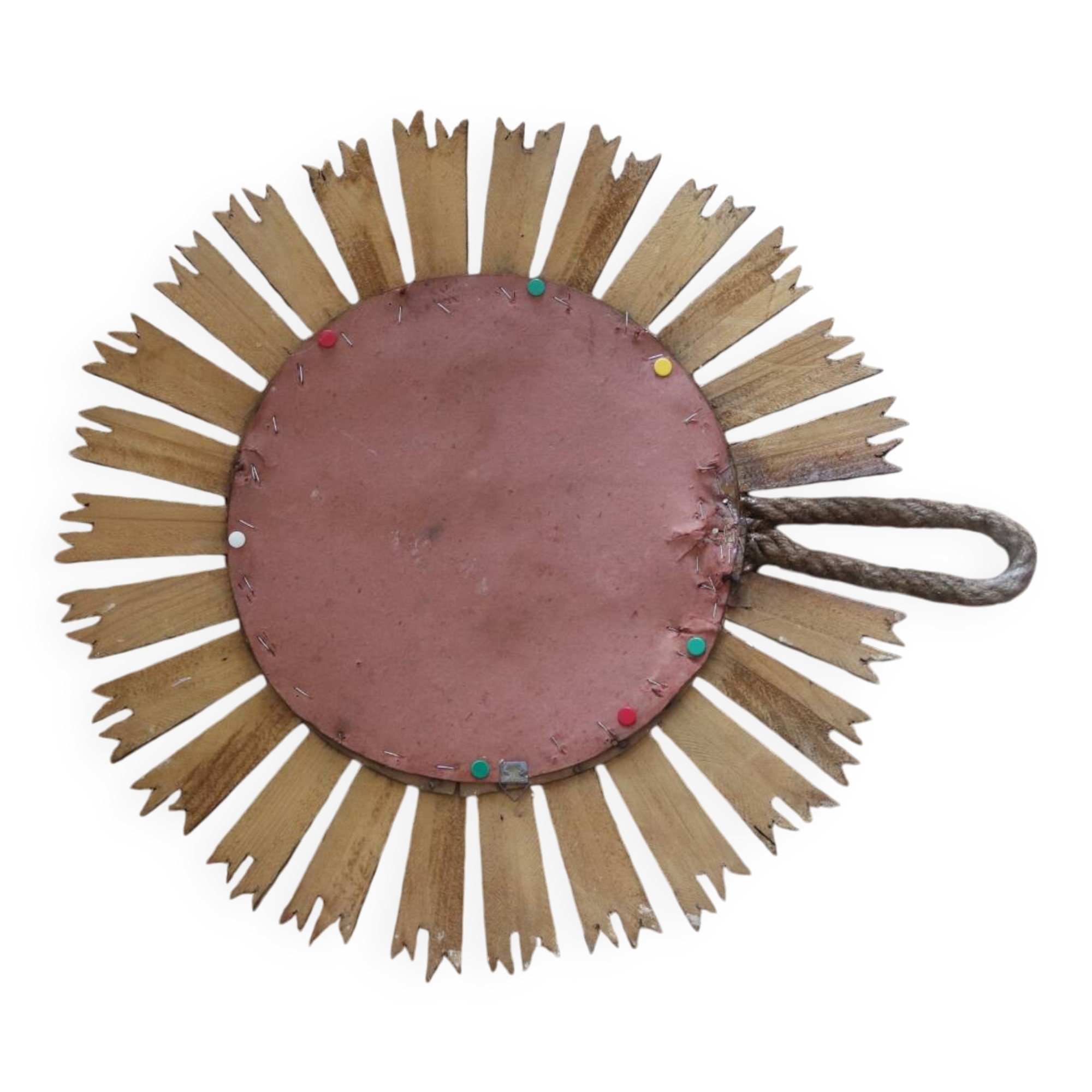 Old large sun mirror in gilded wood