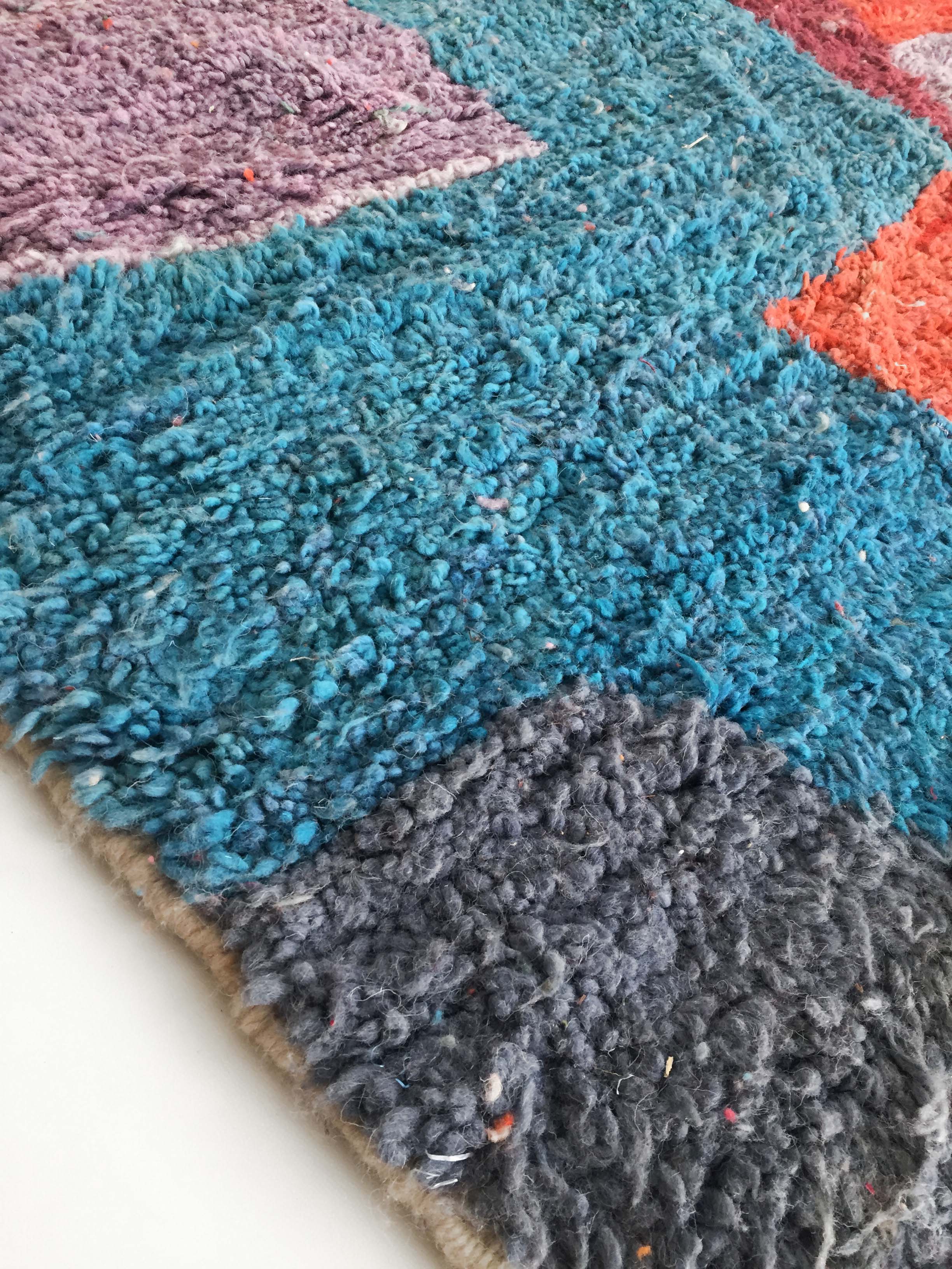 Moroccan Berber carpet Boujaad with colorful flats 285x188cm