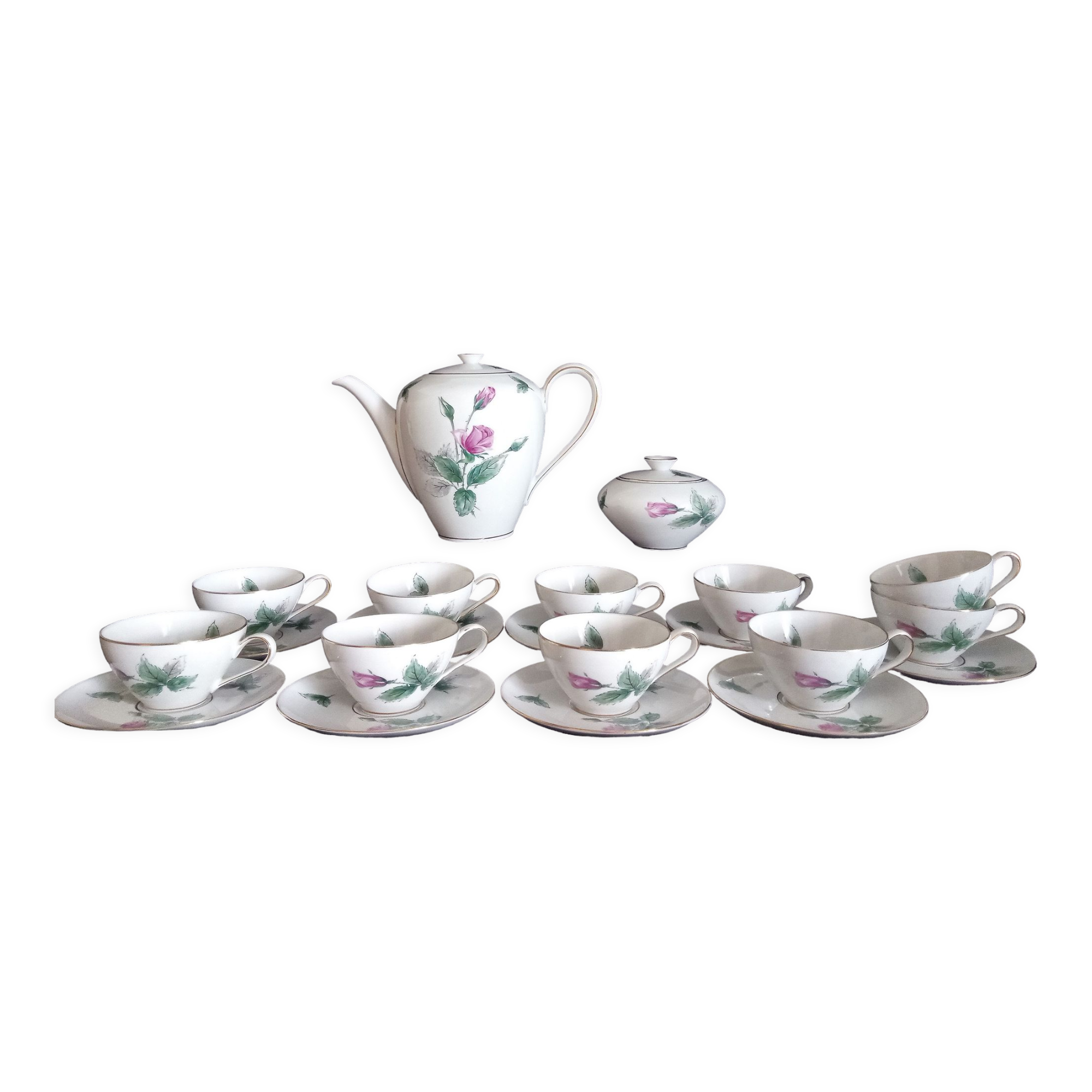 KPM Krister porcelain coffee service for 9 people, Germany