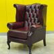 Burgundy leather chesterfield wing chair (Price is for one)