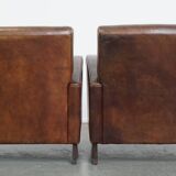 2 fauteuils en cuir de mouton