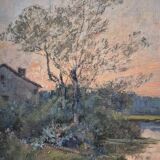 Soleil couchant, huile XIX° par Boulenger