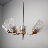 Lustre en verre et chrome Drukov Brno, Tchécoslovaquie, années 1970