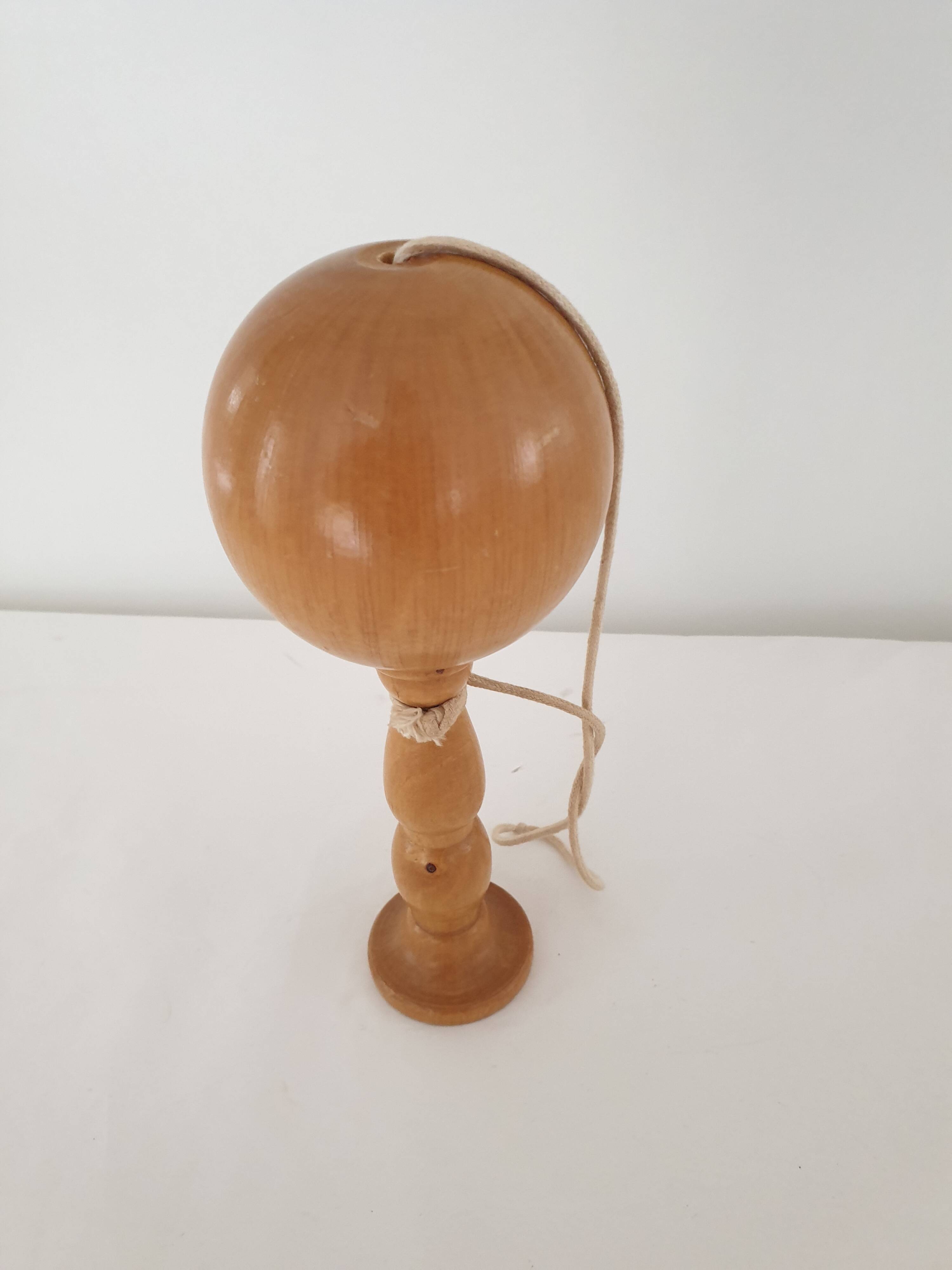 Old wooden Bilboquet Height 23 Cm