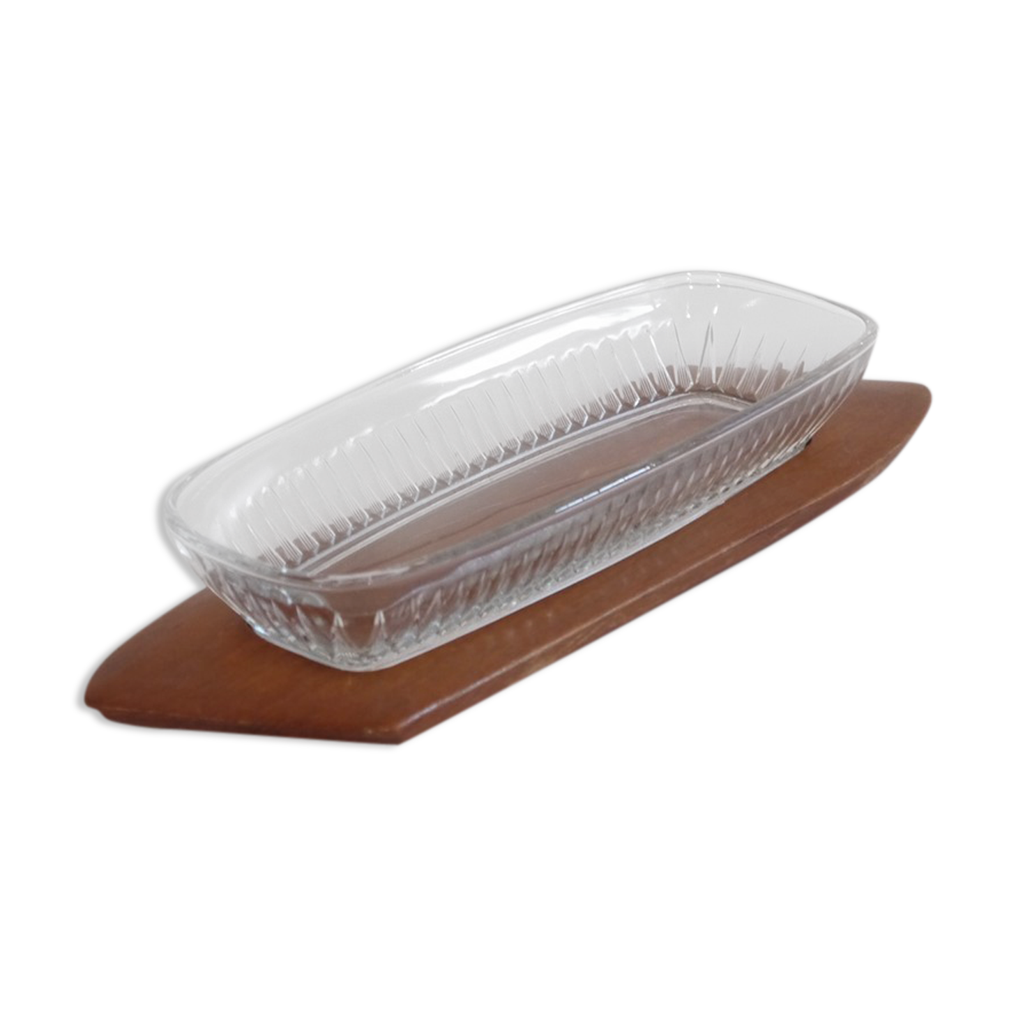 Scandinavian teak and glass tray 1960