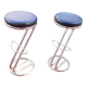 Set of high stools in chrome metal and vintage 80s leather Z