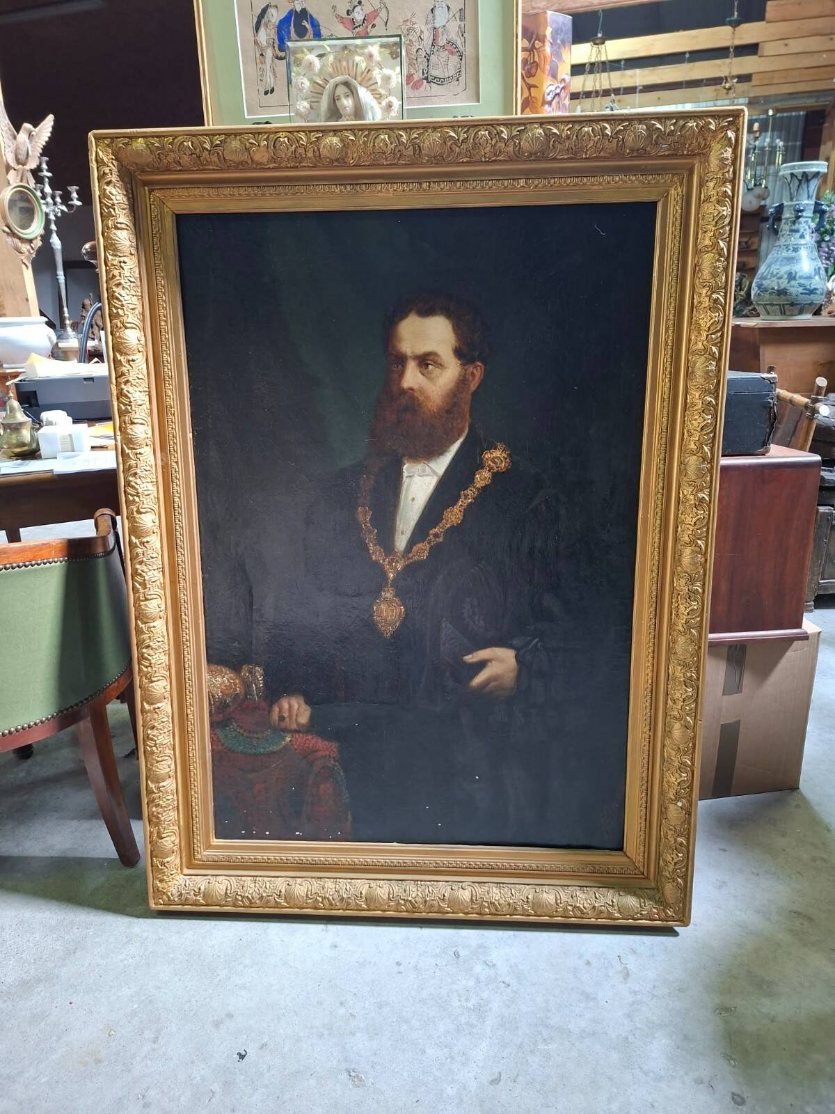 Dutch School 19th Century: Important portrait of a notable – Oil on canvas –