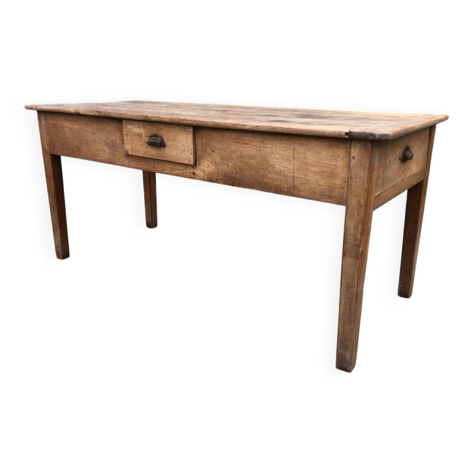 Antique cherry farmhouse table with 3 drawers