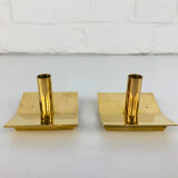 Pair of Scandinavian brass candle holders, model N°70, Pierre Forsell for Skultuna, 1960