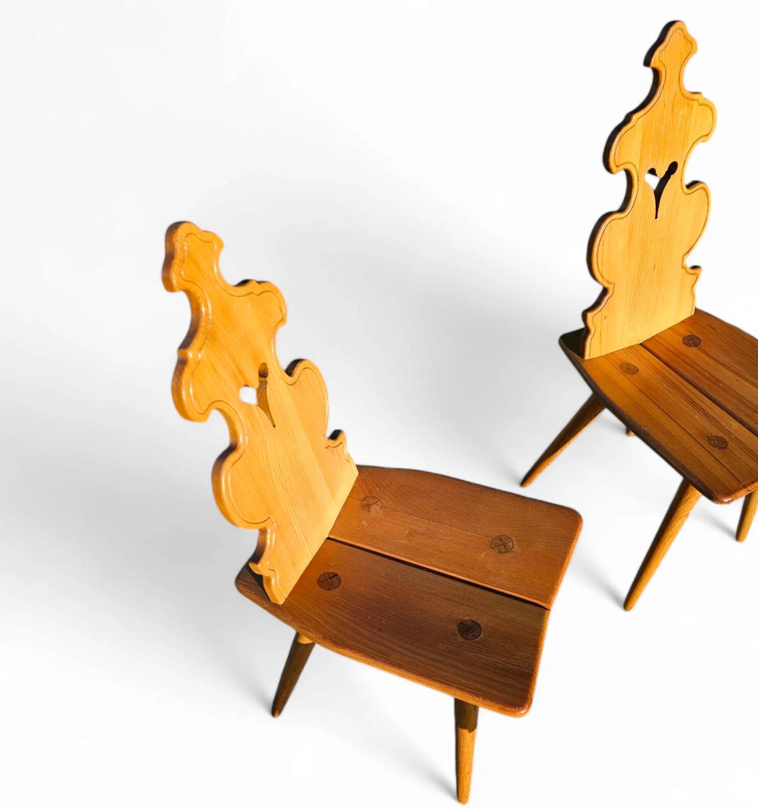 Vintage mid-century brutalist style design Tiroler chair set of 4