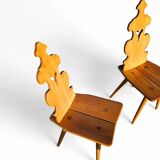Vintage mid-century brutalist style design Tiroler chair set of 4