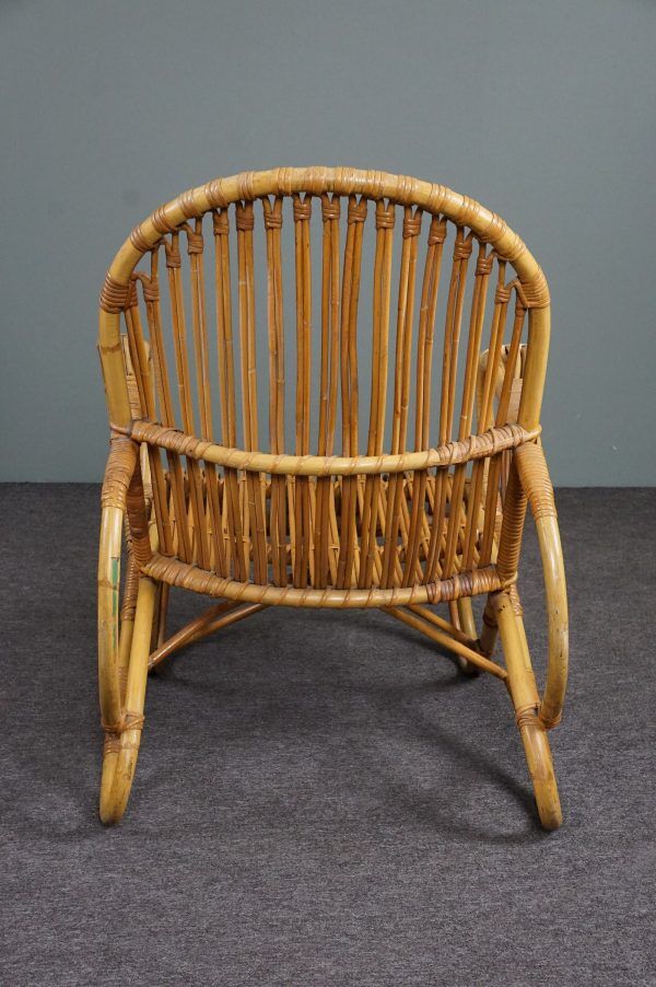 Unique Dutch design rattan armchair, 1950s