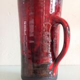 Pitcher in glazed red ceramic / vintag 60s-70s