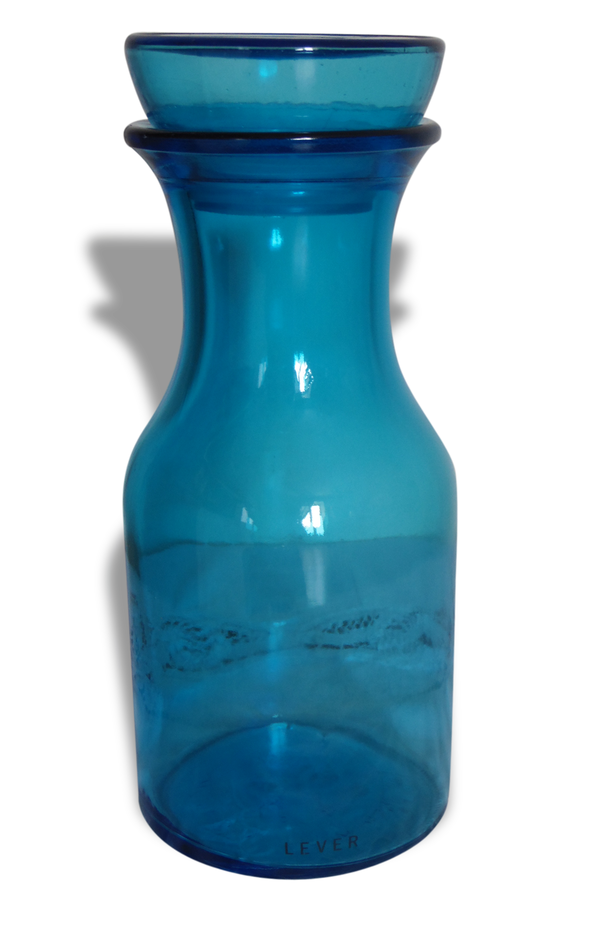 Large turquoise bottle lift 70's.